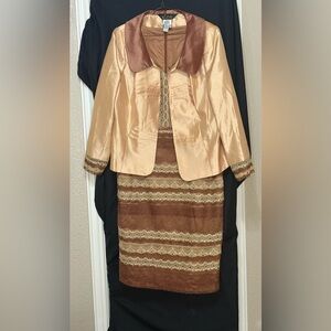 Elegant Brown and Gold Women's Skirt Set